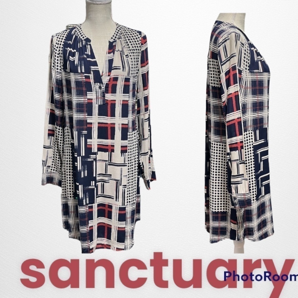 Sanctuary Market Cafe Patchwork mixed media shirt dress from Bloomingdale's